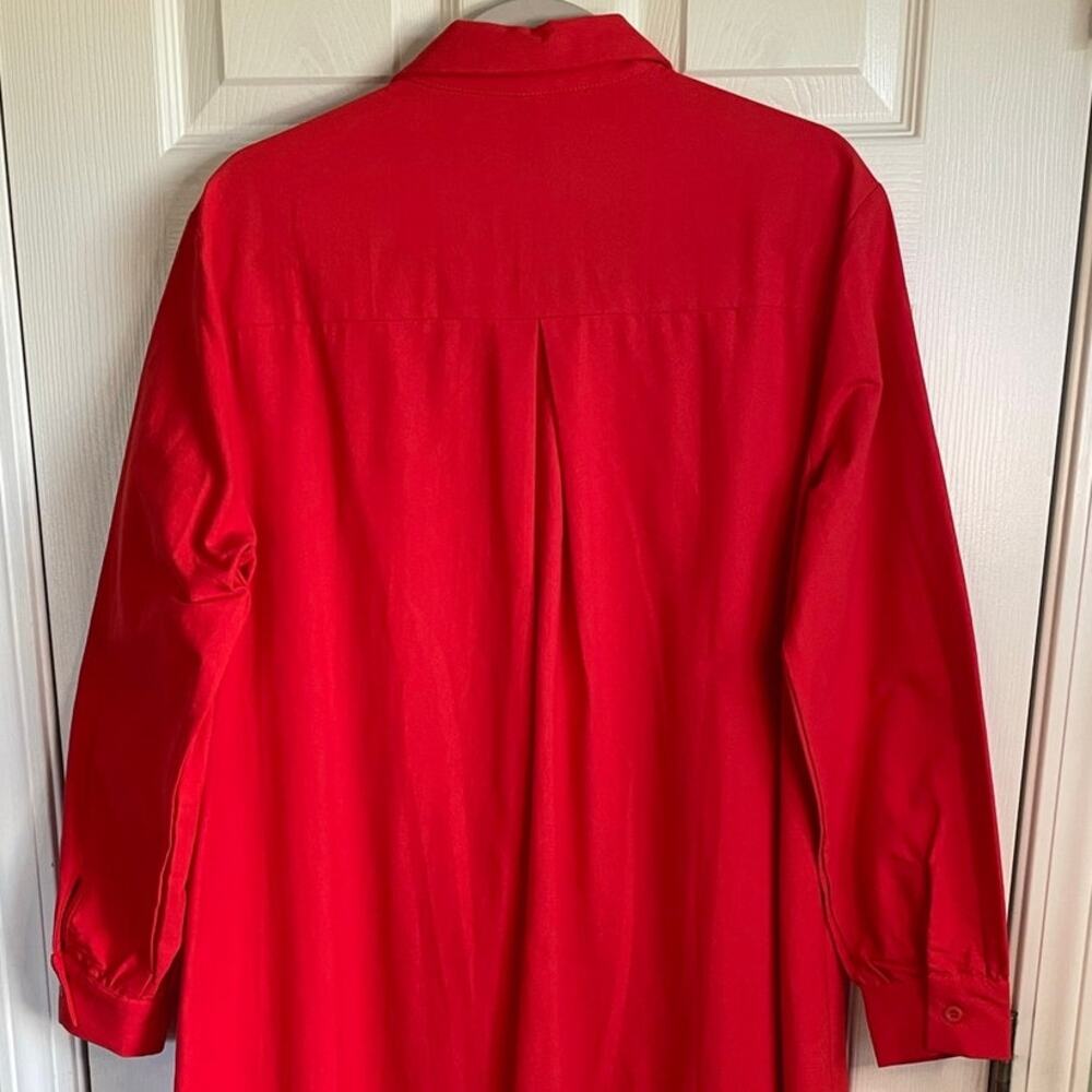 Stylewe Maxi Shirtdress Size M NWT Red Long Sleeve Relaxed Fit Cotton Lagenlook - Picture 5 of 9